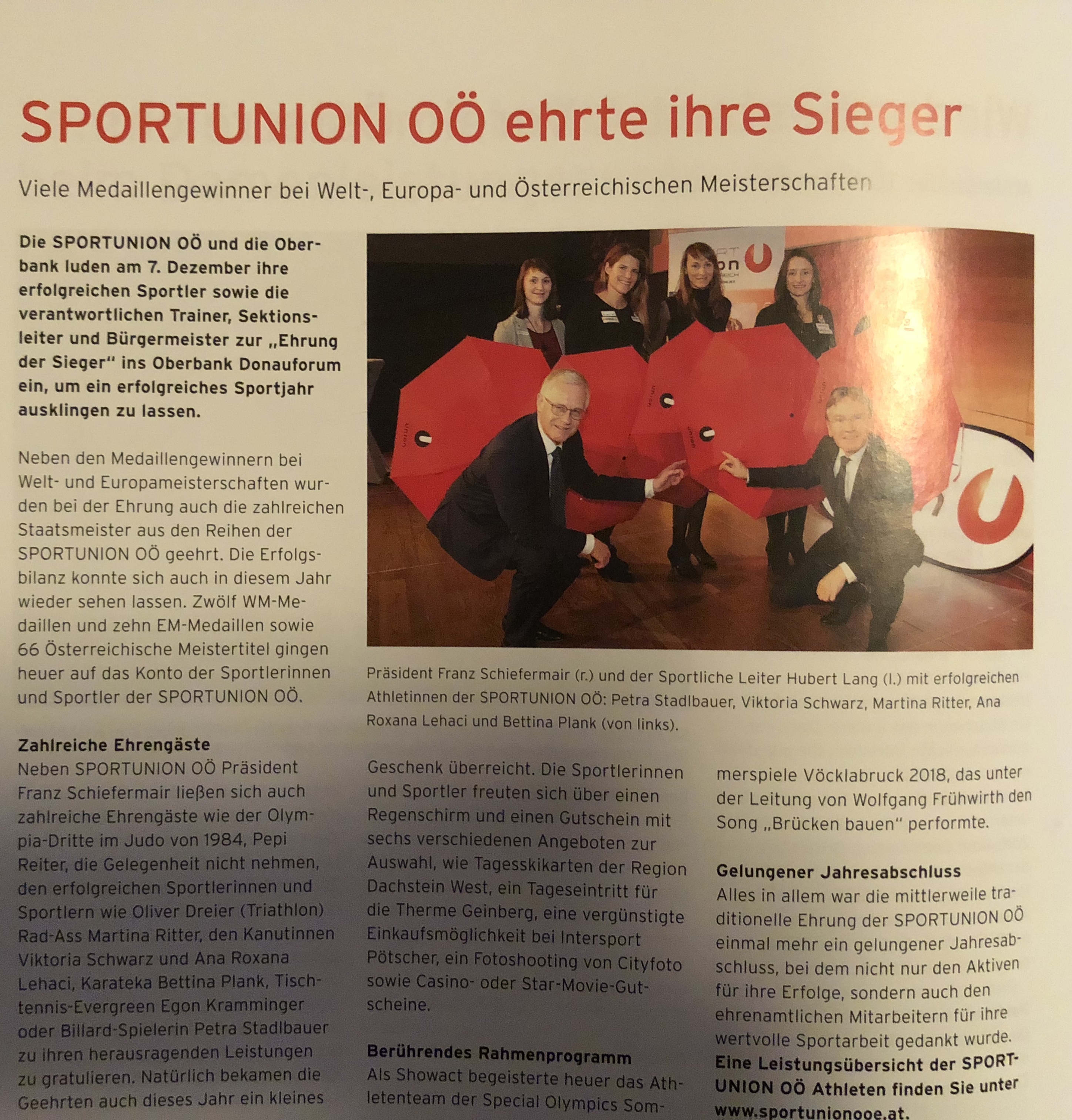 Sportunion ehrte ihre Sportler