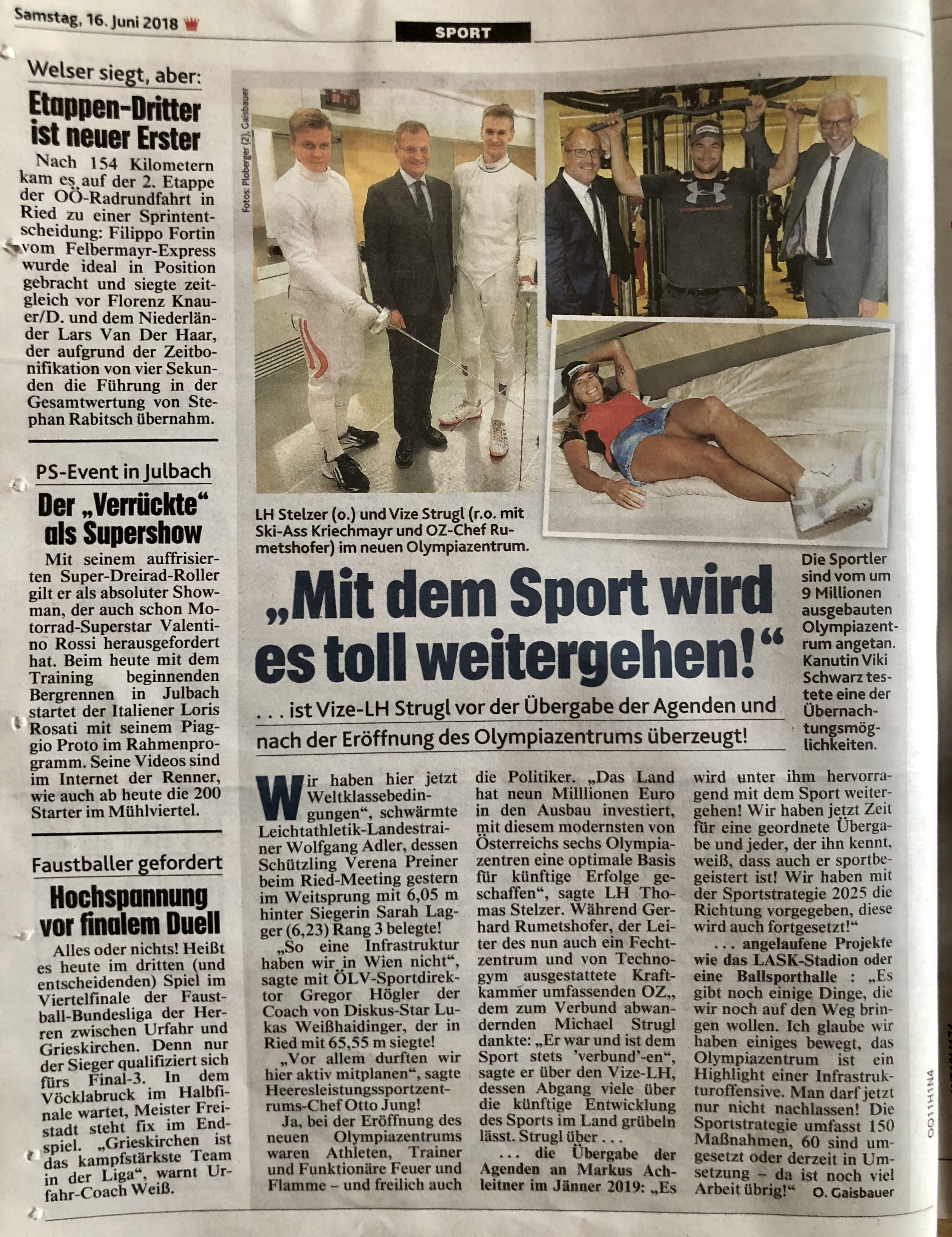 Krone: Mit dem Sport wird es toll weitergehen