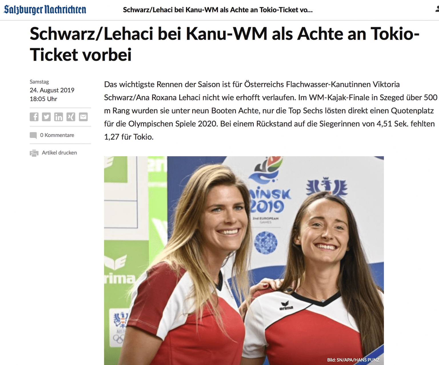 Schwarz/Lehaci bei Kanu-WM als Achte an Tokio-Ticket vorbei
