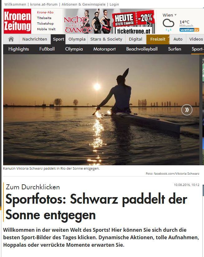 Schwarz paddelt der Sonne entgegen