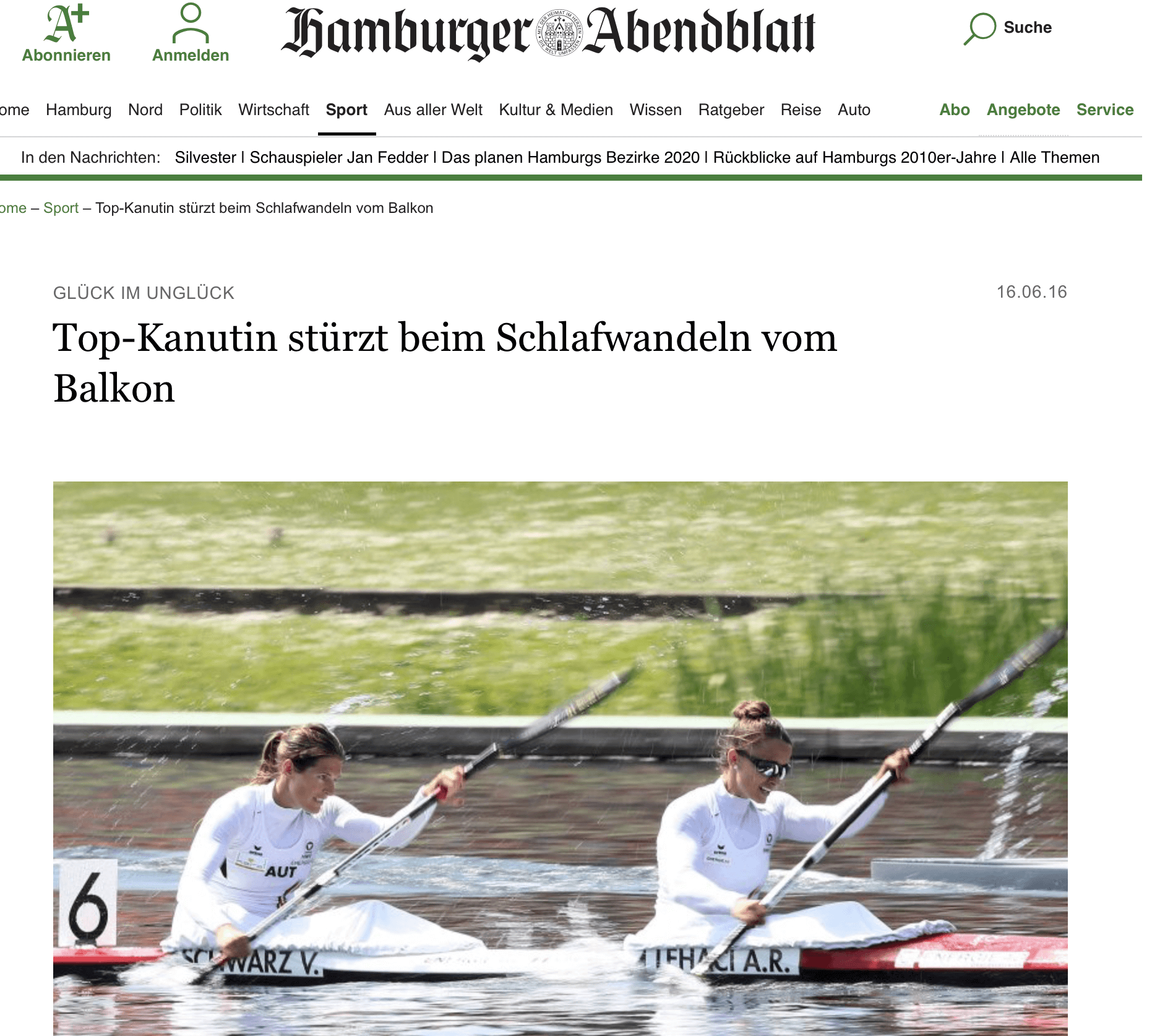 Top-Kanutin stürzt beim Schlafwandeln vom Balkon