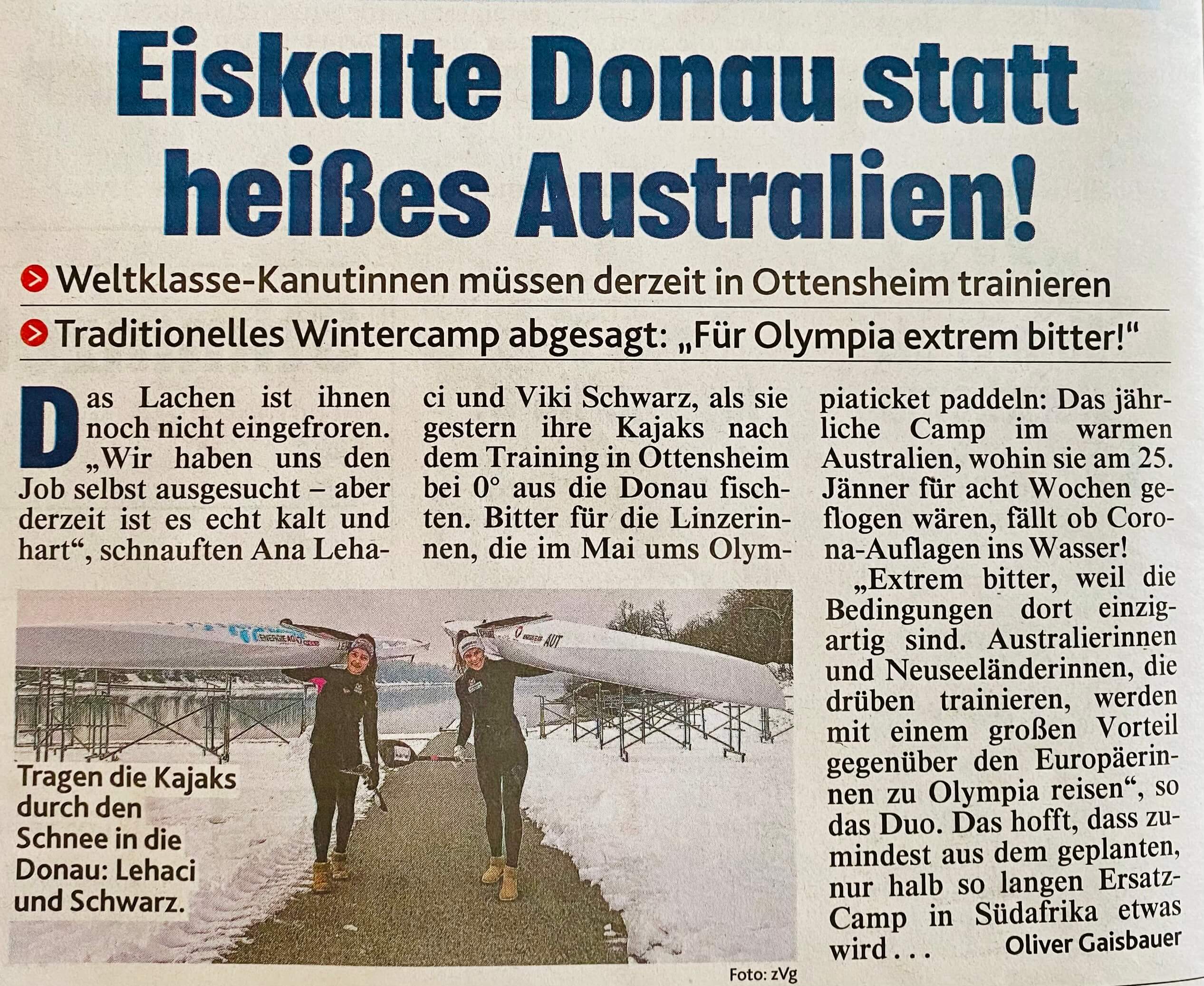 Eiskalte Donau, statt heißes Australien